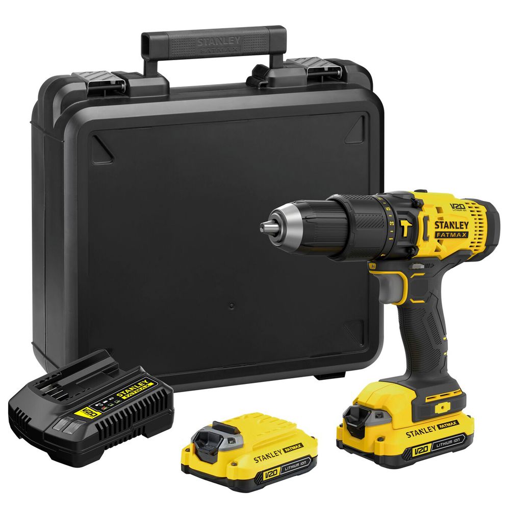 Stanley 20V Cordless Drill — 2 Batteries, Charger & Case